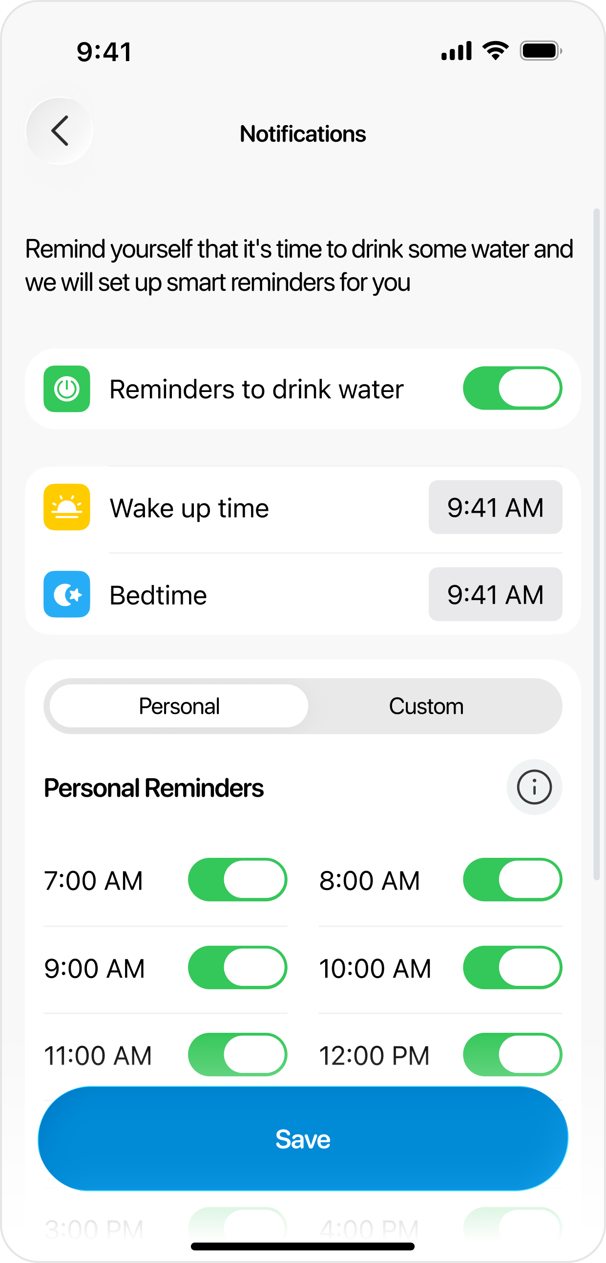 Notifications settings