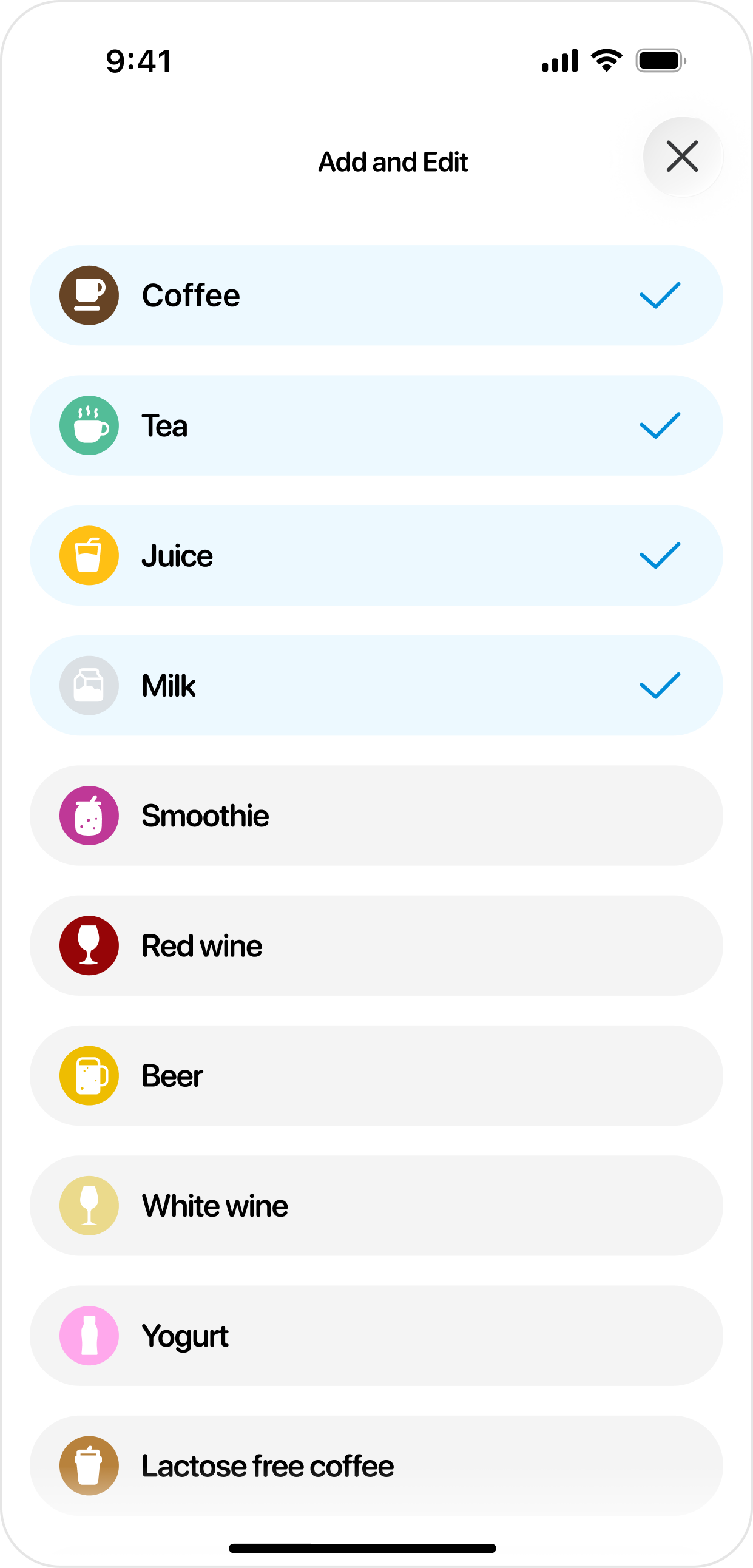 Add and Edit drinks